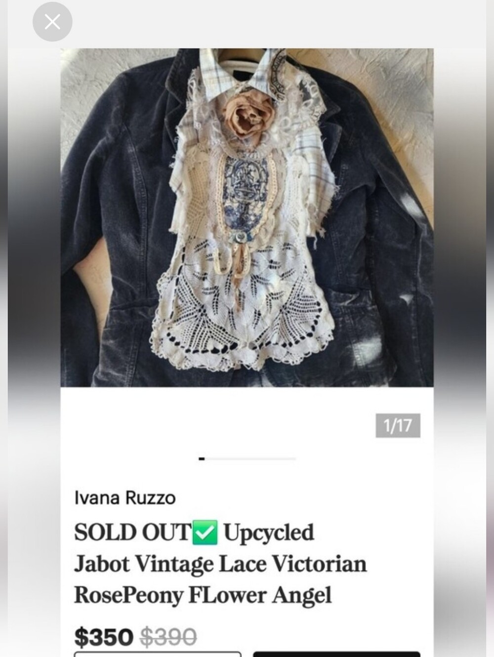 Cell Phone Jabot Upcycled Denim - Picture 8 of 9